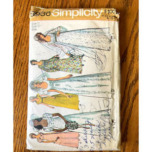 Vintage 1970s Sewing Pattern Simplicity 9936 Size 12 Wedding Dress COMPLETE